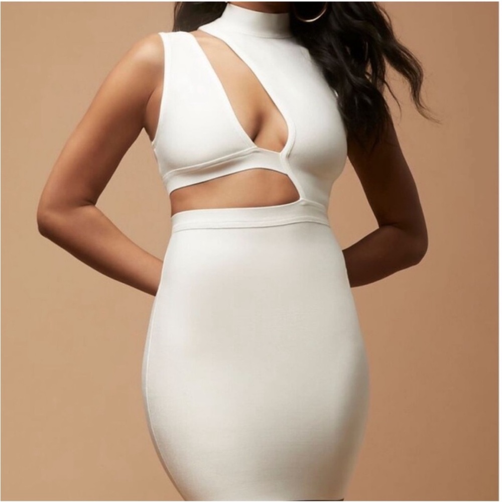 HERVE LEGER x FOREVER 21 | Bandage Midi Cut-Out Dress in White